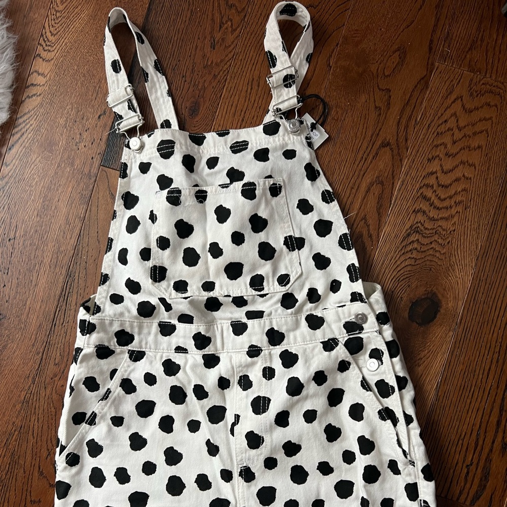 TopShop Dalmatian-print polka dot B&W overalls - SZ 8